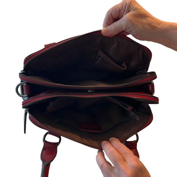 Heshe Handbag Womens Medium Red Leather Satchel Tote Purse Top Handle Bag - Picture 3 of 8